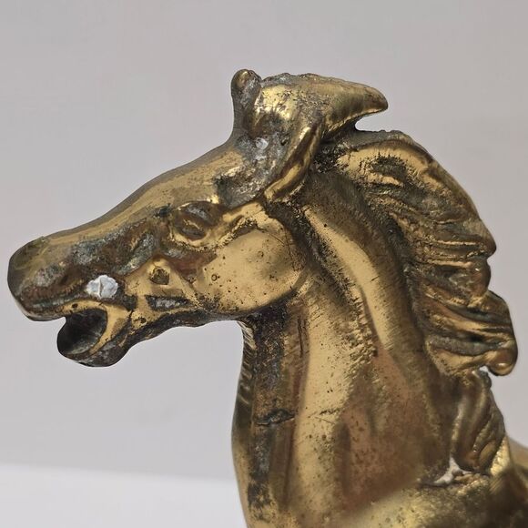 Brass Horse Figurine Galloping 11 1/2" Vintage Equestrian - Picture 3 of 8